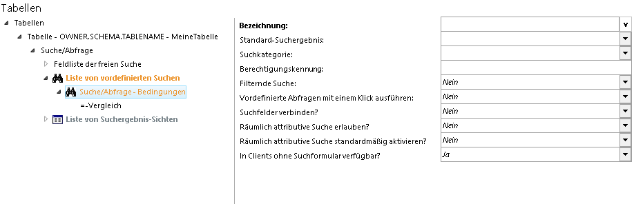 Liste von vordefinierten Suchen Liste von vordefinierten Suchen