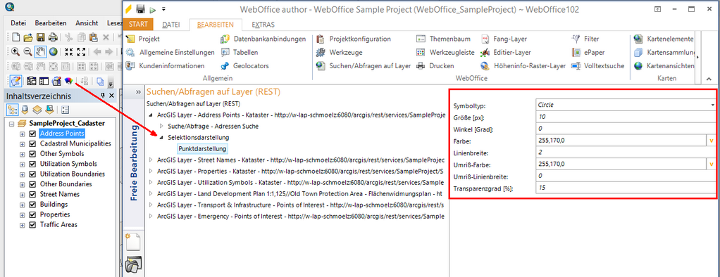 Übertragen der individuellen Selektionssymbologie in die WebOffice 10.3 SP2 Projektkonfiguration Übertragen der individuellen Selektionssymbologie in die WebOffice 10.3 SP2 Projektkonfiguration