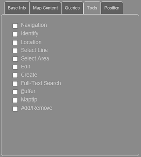 WebOffice map widget Testcontainer - Werkzeuge