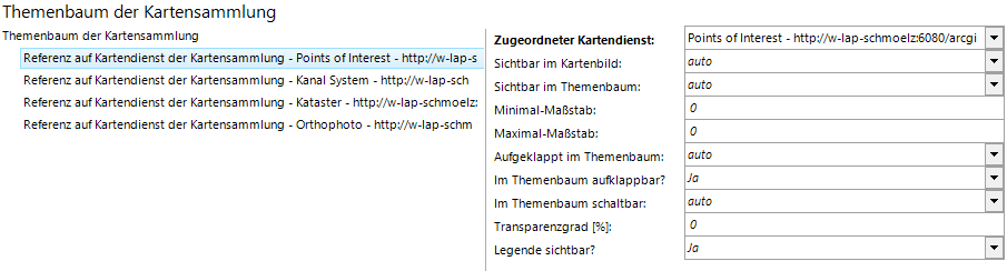 Konfiguration Referenz auf Kartendienst der Kartensammlung Konfiguration Referenz auf Kartendienst der Kartensammlung