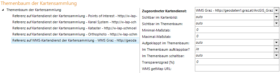 Konfiguration Referenz auf WMS-Kartendienst der Kartensammlung Konfiguration Referenz auf WMS-Kartendienst der Kartensammlung