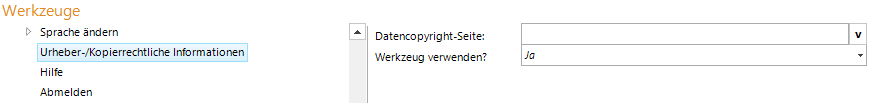 Urheber-/Kopierrechliche Informationen Konfiguration Urheber-/Kopierrechliche Informationen Konfiguration