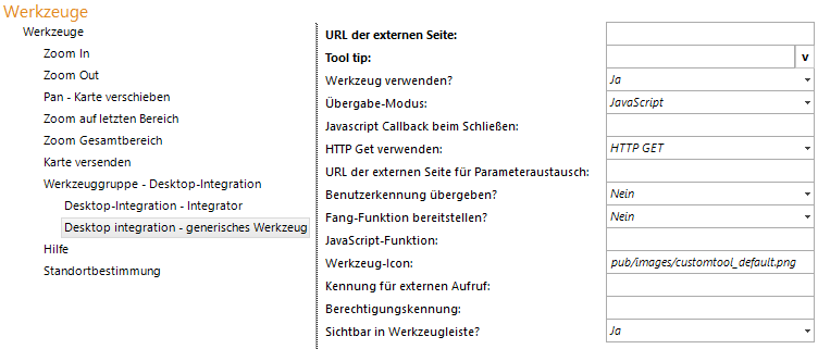 Konfiguration - Desktop-Integration - generisches Werkzeug