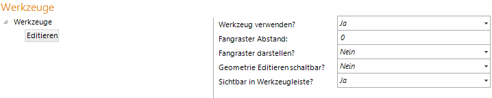 Konfiguration des Werkzeugs Editieren Konfiguration des Werkzeugs Editieren