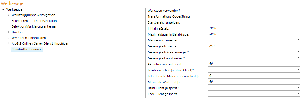 Standortbestimmung Werkzeug Konfiguration