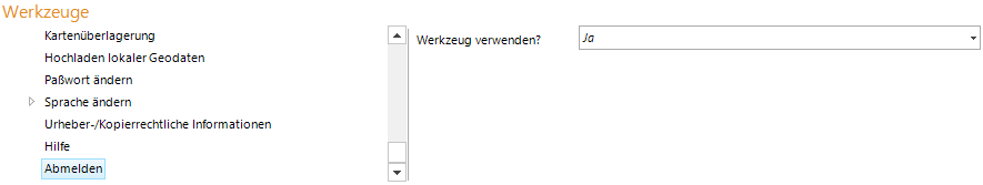 Abmelden Werkzeug Konfiguration