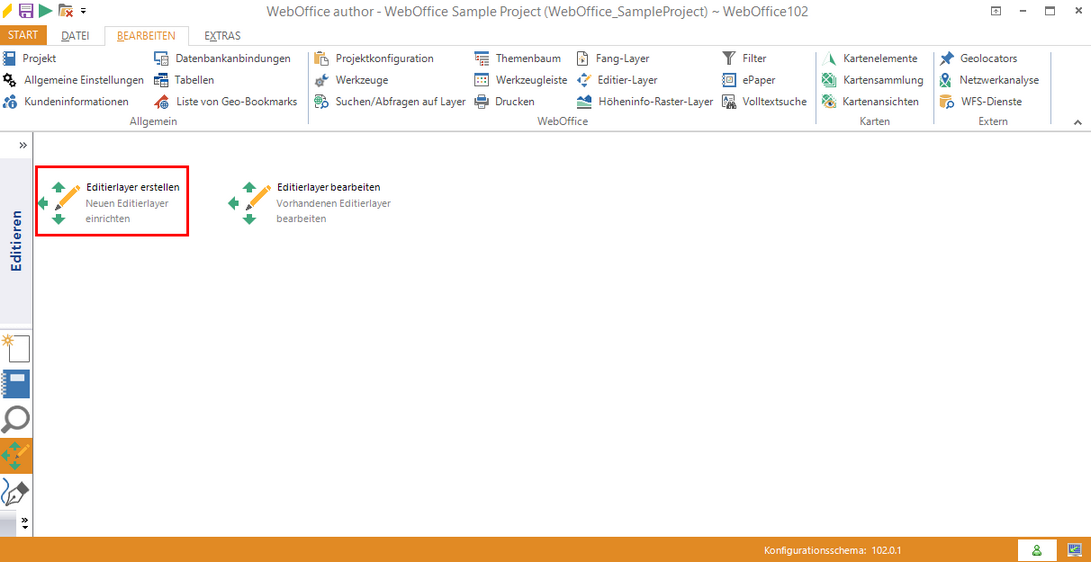 Starten des Assistenten "Editierlayer erstellen" Starten des Assistenten "Editierlayer erstellen"