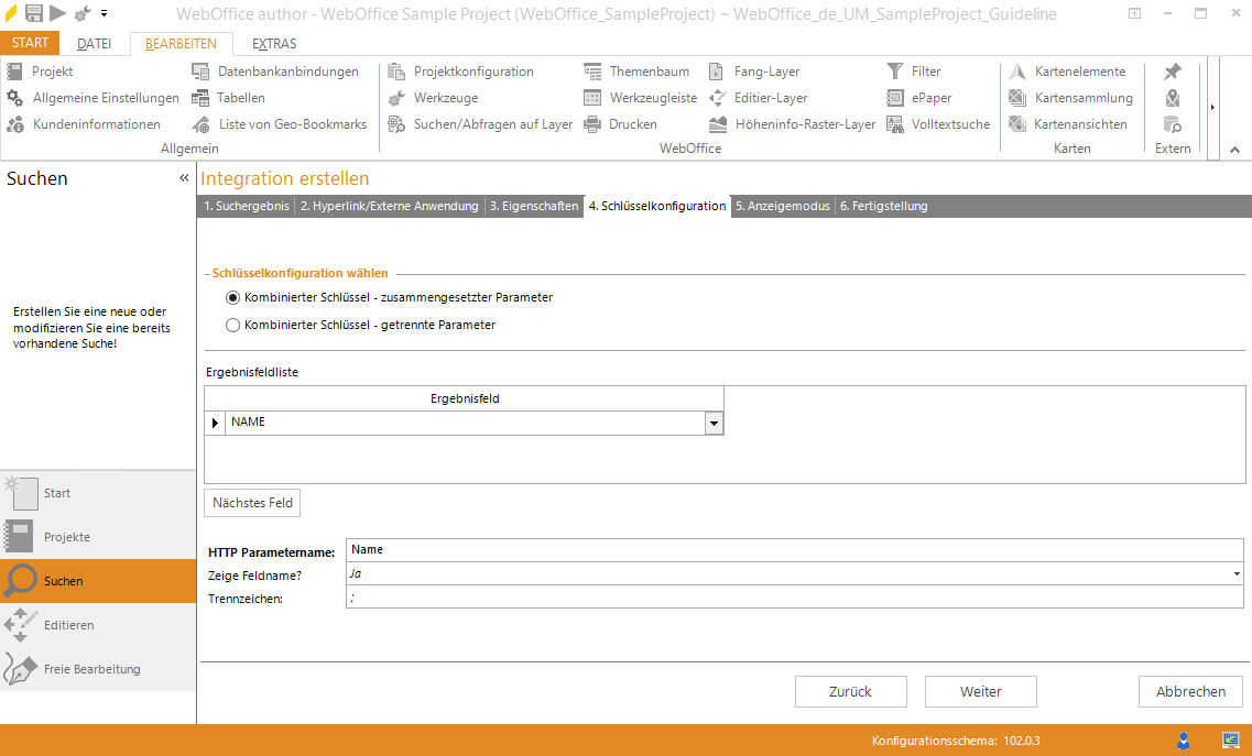 Assistent "Integration erstellen" - Schlüsselkonfiguration für zusammengesetzte Parameter Assistent "Integration erstellen" - Schlüsselkonfiguration für zusammengesetzte Parameter