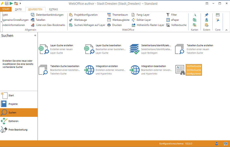 Starten des Assistenten für die Volltestsuche Starten des Assistenten für die Volltestsuche