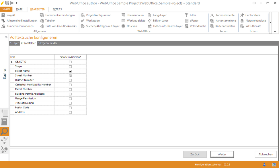 Assistent Volltextsuche - Suchfelder Assistent Volltextsuche - Suchfelder