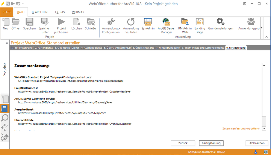 Wizard "Projekt erstellen" - Zusammenfassung Wizard "Projekt erstellen" - Zusammenfassung