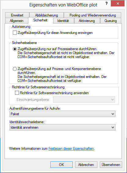 Eigenschaften von WebOffice plot - Sicherheit Eigenschaften von WebOffice plot - Sicherheit