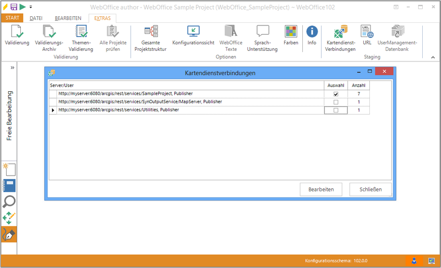 Kartendienstverbindungen ändern Kartendienstverbindungen ändern