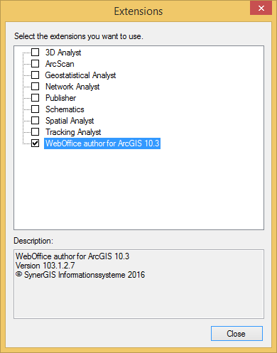 Aktivierung der WebOffice author Erweiterung in ArcMap Aktivierung der WebOffice author Erweiterung in ArcMap