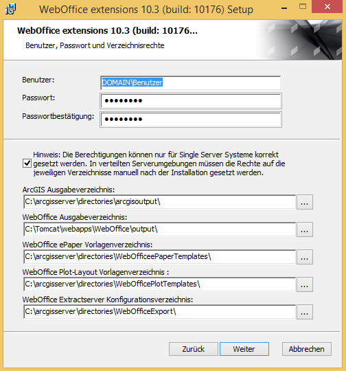 Installation mit einem WebOffice extensions 10.3 Domain Benutzer Installation mit einem WebOffice extensions 10.3 Domain Benutzer