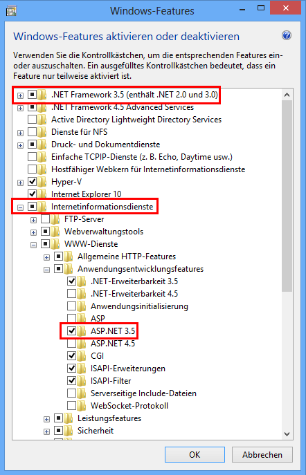 Vorausgesetzte IIS Komponenten für WebOffice usermanagement Vorausgesetzte IIS Komponenten für WebOffice usermanagement
