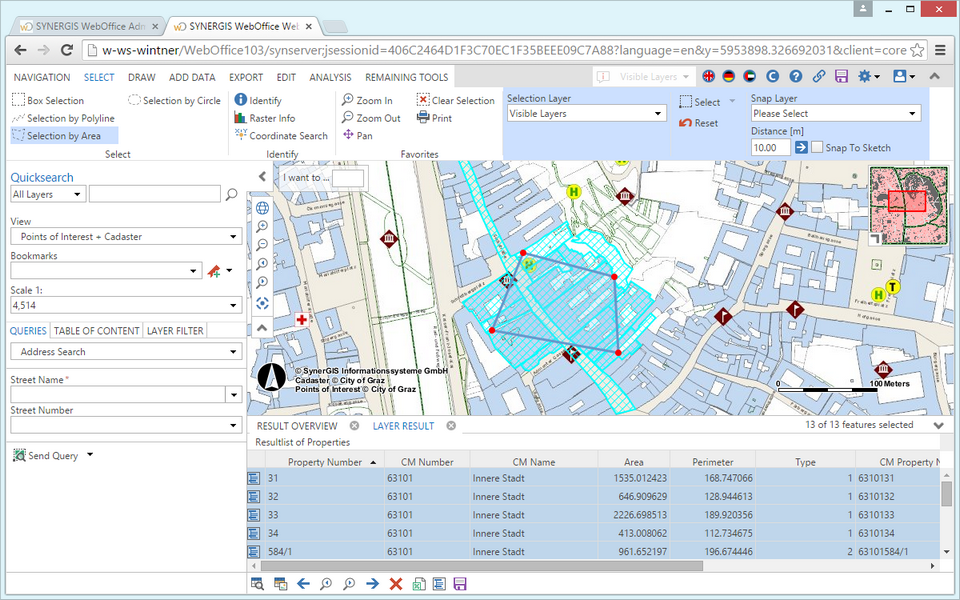 Creating a polygon to select objects in the WebOffice core client