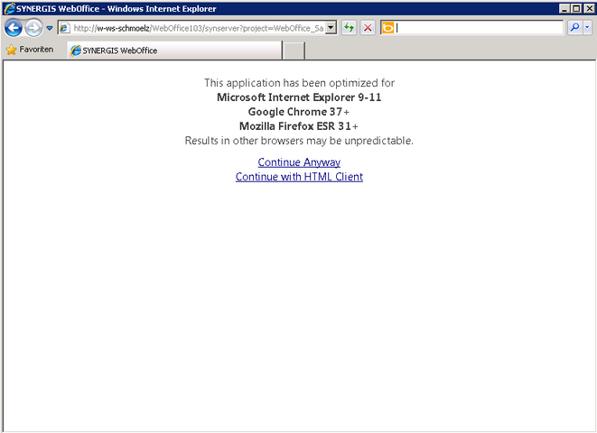 Warning of unsupported browser vresion in WebOffice core client