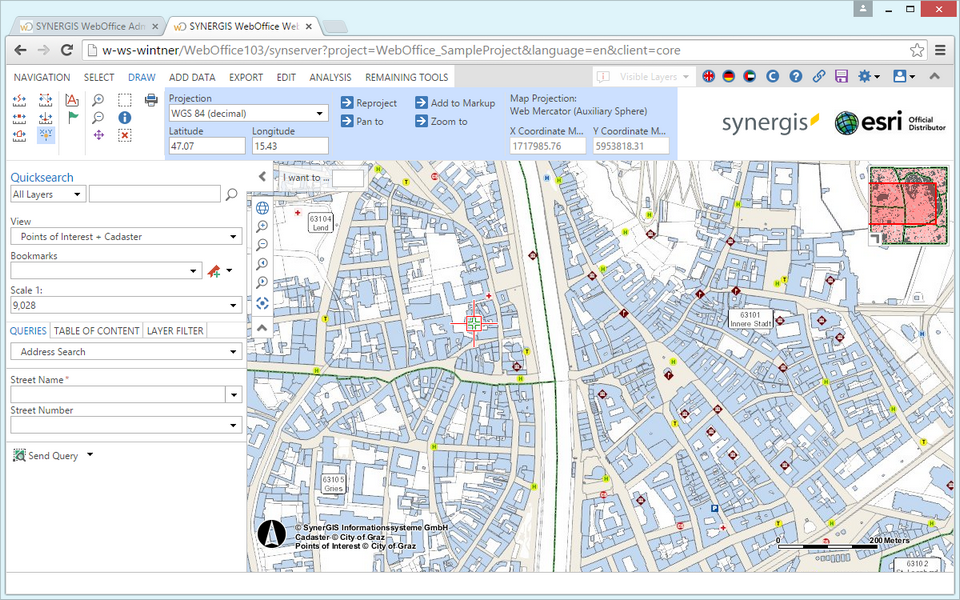 Display and move coordinate by clicking into the map in the WebOffice core client