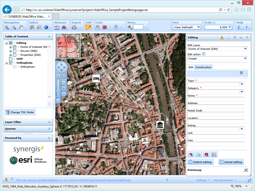 Activated editing tool in the WebOffice html client