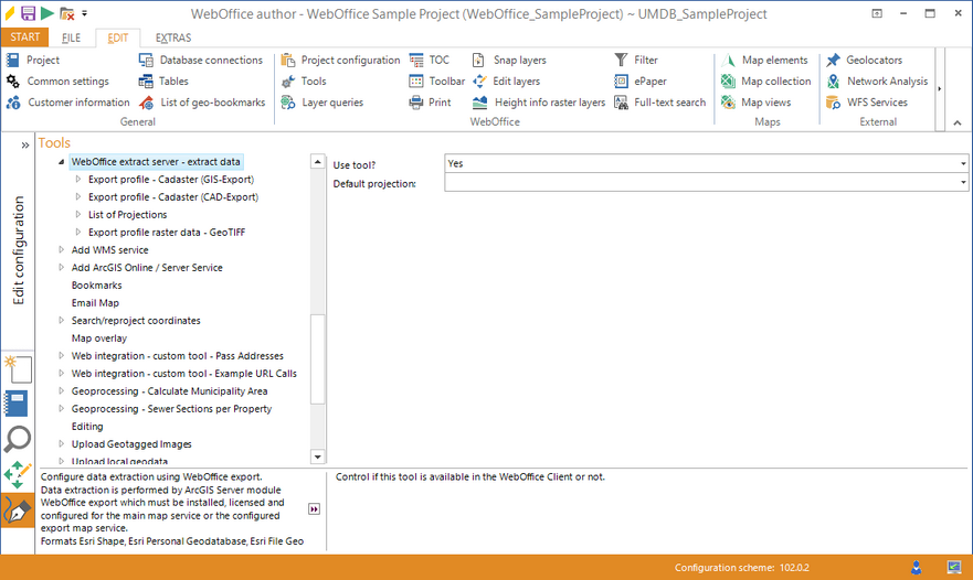 Activate the WebOffice extract server tool in the WebOffice author