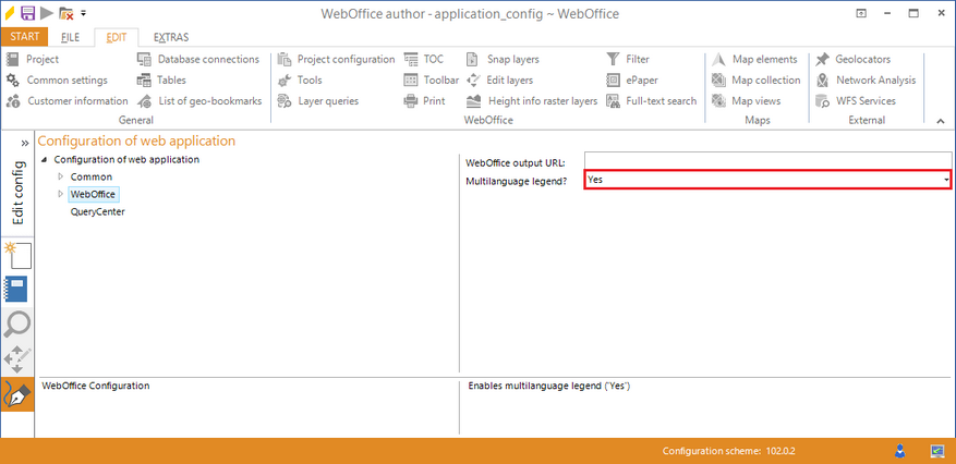 Activate multilanguage legend in the application configuration