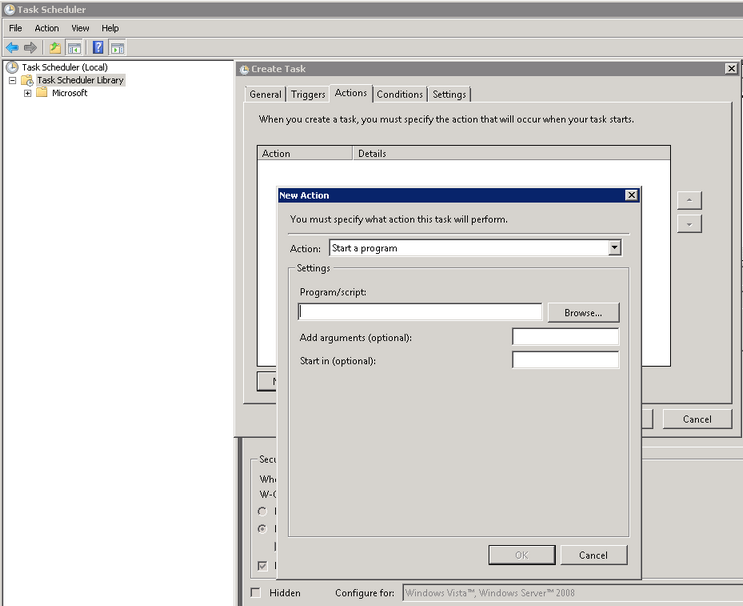 Automatic task in the windows task scheduler