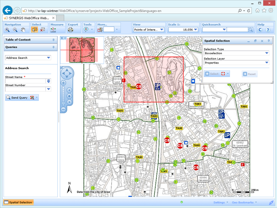 Specifying a rectangle box to select features in the WebOffice html client