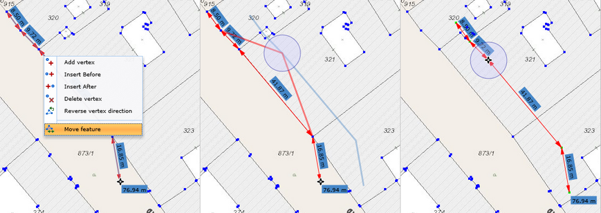 Move a feature while measuring in the WebOffice html client