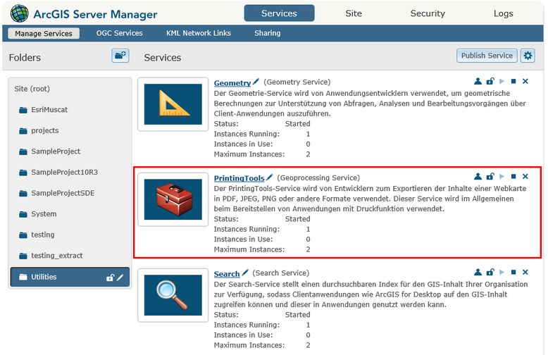 ArcGIS 10.3 for Server standard PrintingTool