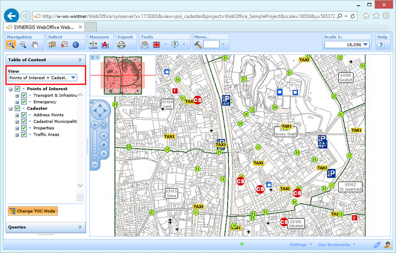 Place the map view list into the table of content