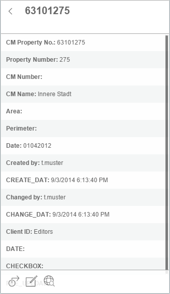 Edit feature tool in the WebOffice mobile client - phone mode