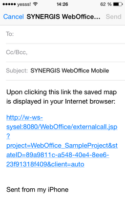 Email of the default mail client - &nbsp;including the link to the current WebOffice project