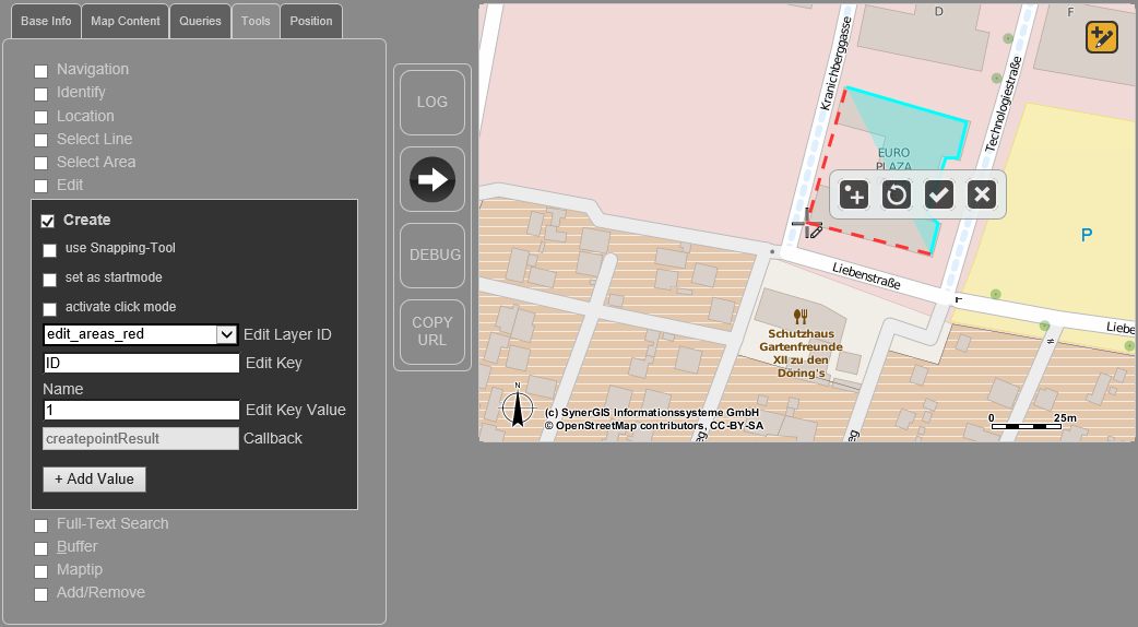 WebOffice map widget testcontainer - Create