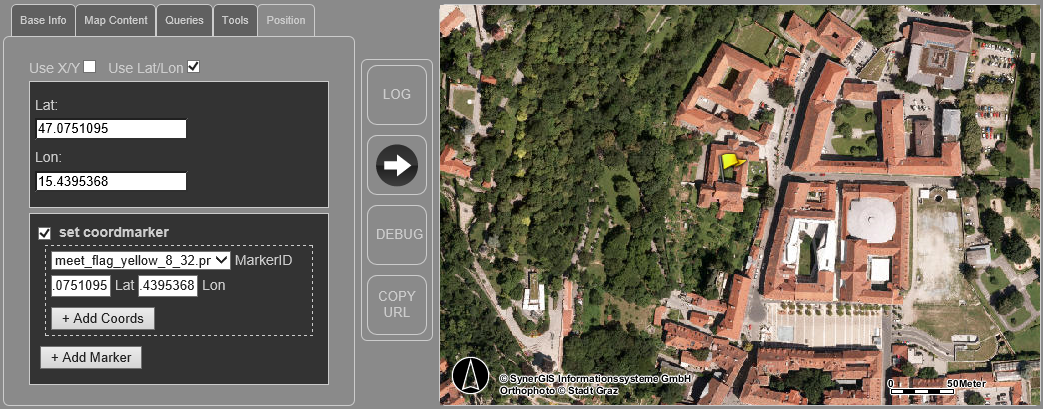 WebOffice map widget testcontainer - Position