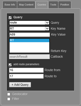 WebOffice map widget Testcontainer - layer query for route segments