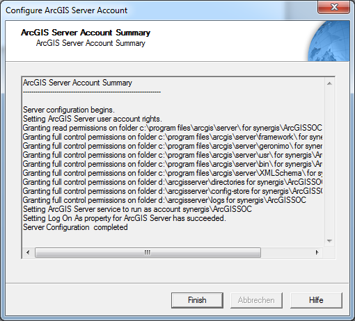 ArcGIS Server account summary ArcGIS Server account summary