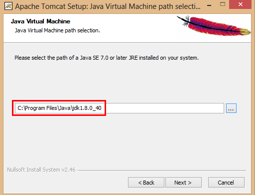 Apache Tomcat - set Java path to installed JDK