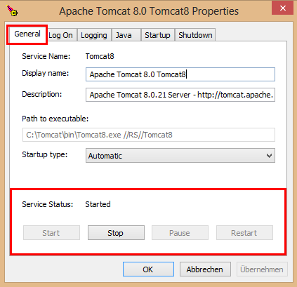 Apache Tomcat Properties - General