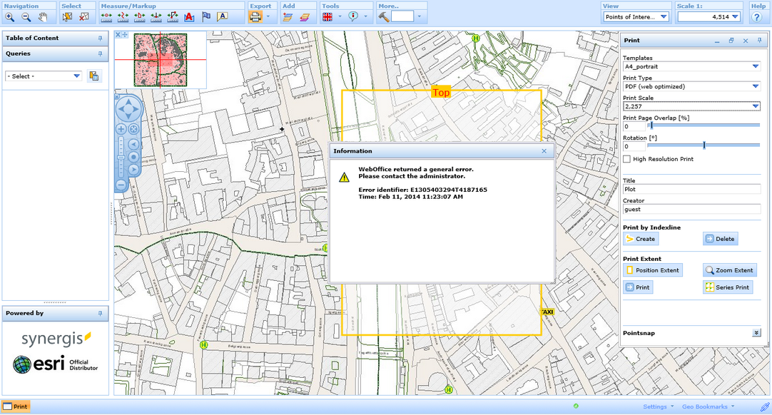 Error while creating a print