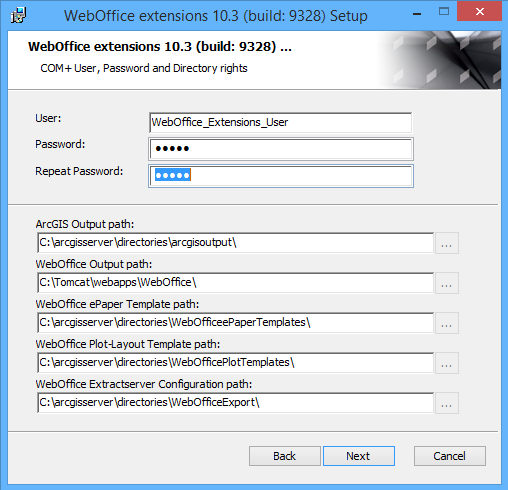Folder permissions for the extensions user