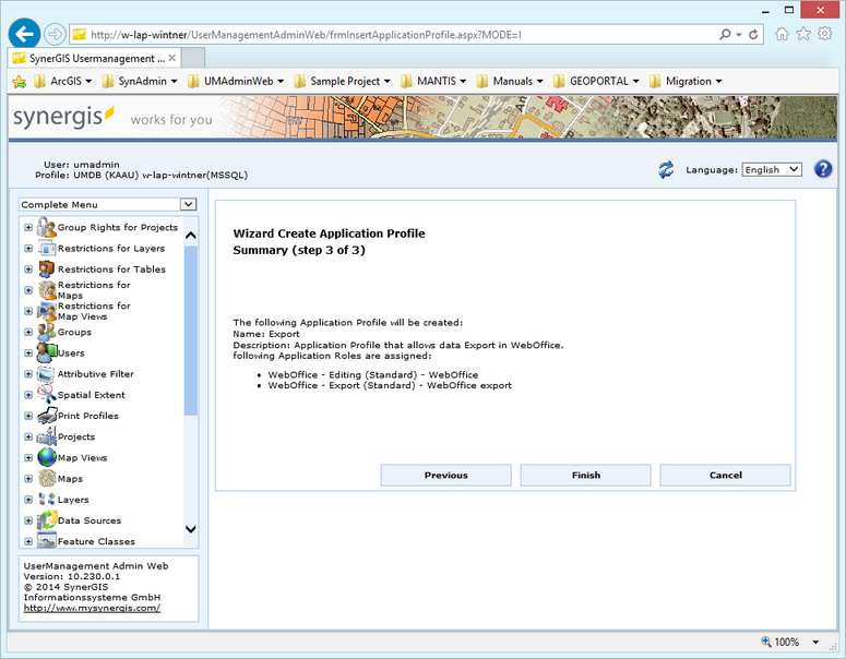 Modify an application profile - step 3
