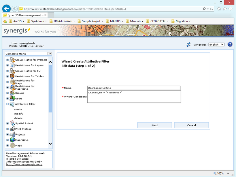 Create attributive filter - step 1