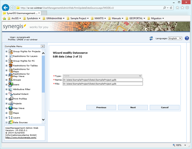 Modify a data source - step 2
