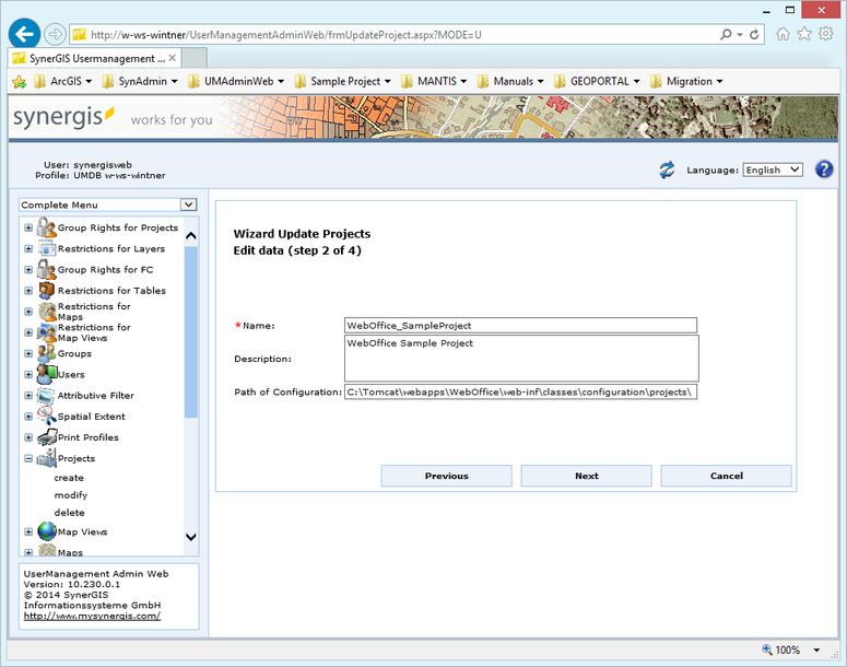 Modify a project - step 2