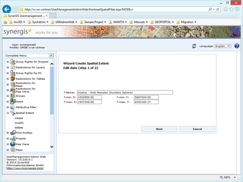 Create Spatial Extent - step 1