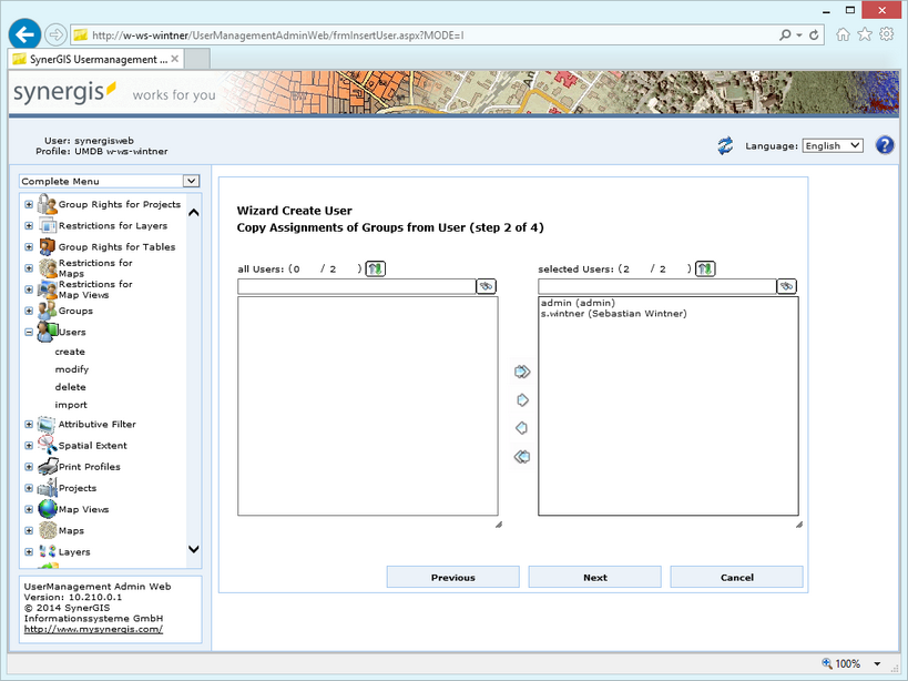 Create user - step 2 copy assignments of groups from user