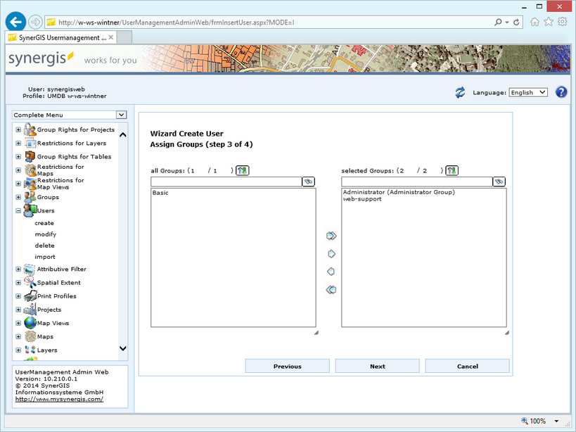 Create user - step 3 assign groups