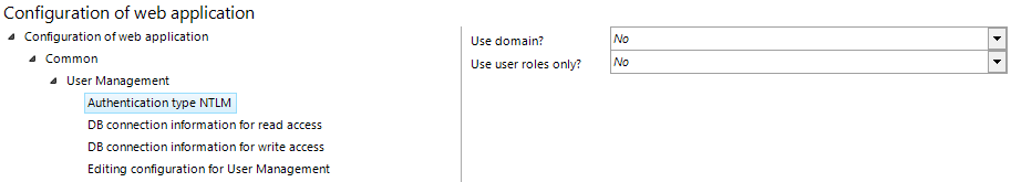 Authentication type NTLM configuration Authentication type NTLM configuration