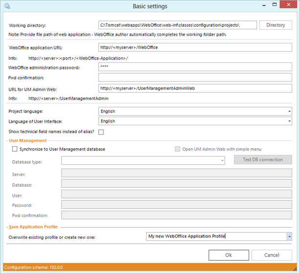 Save Application Profile in WebOffice author